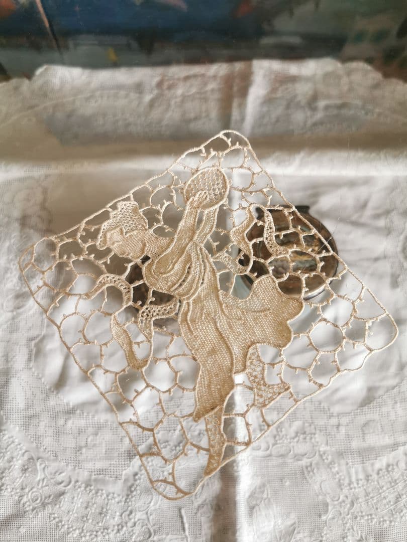 アンティーク ポワンドヴェニス 5人の天使のニードルワーク 手刺繍