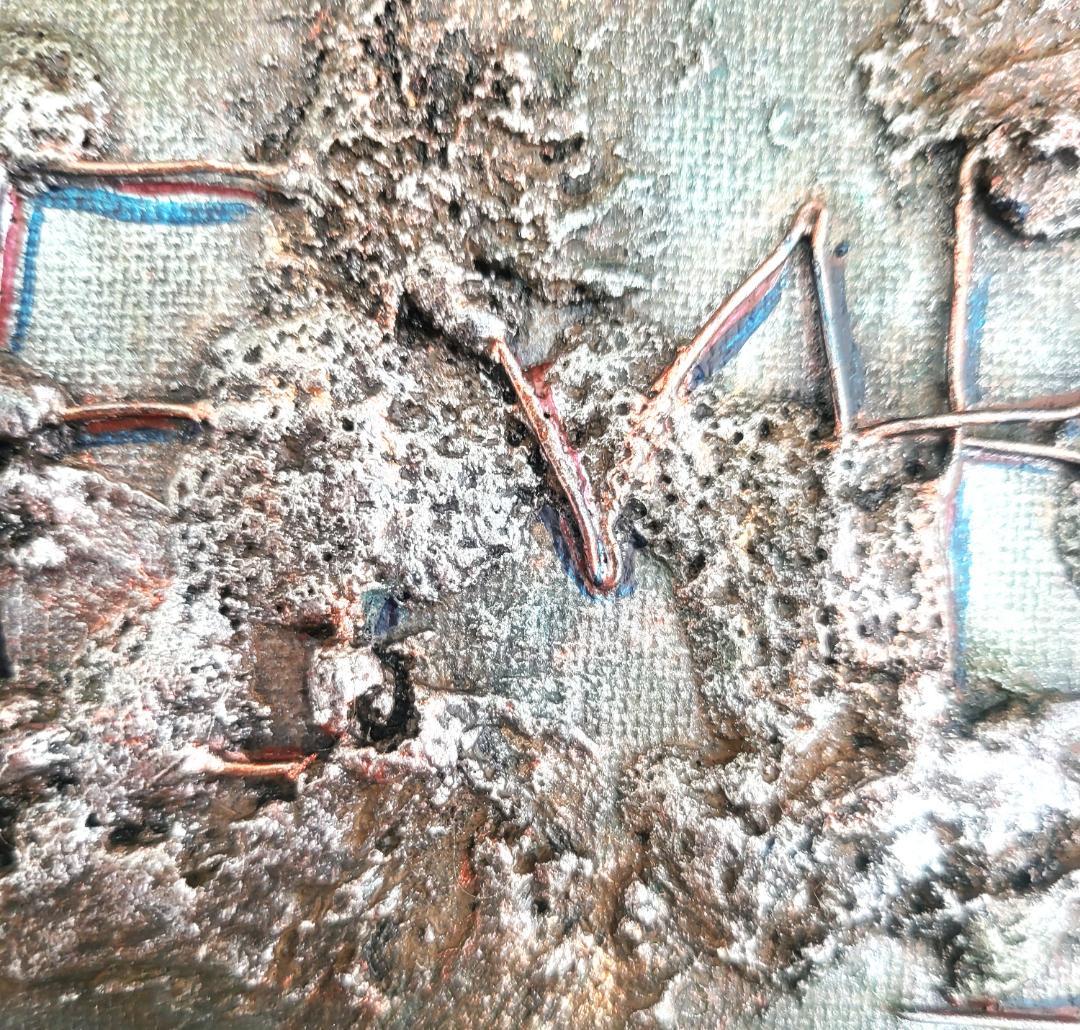 見えない境界 - 抽象画 24×33㎝ キャンバス F4号 原画1点のみ モダン