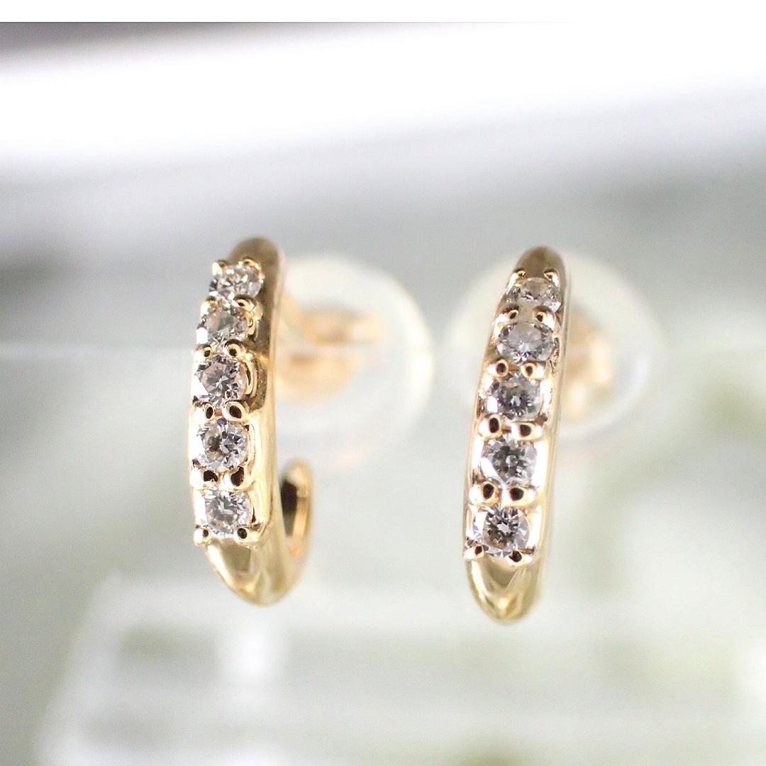 ヴァンドーム青山 K18YG ダイヤモンド フープ ピアス