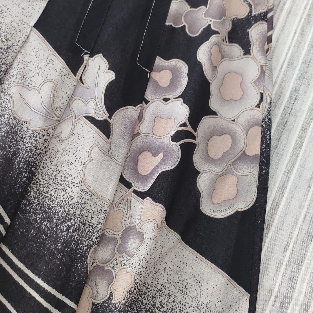 ★極美品★LEONARD/レオナール＊総柄＊カンカン素材＊スカート＊70/L相当