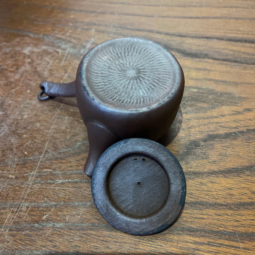 庄造作萬古焼朱泥金彩色絵草花文急須 煎茶道具 庄造作萬古焼朱泥金彩色