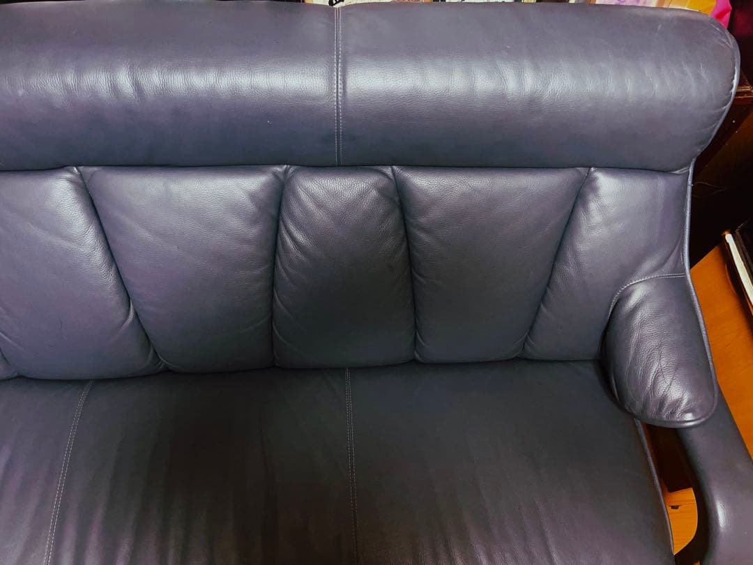 送込み　定価35万　高級レザーソファ　本革ソファー　3人掛け　ヴィンテージ家具