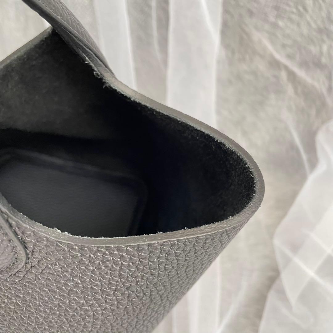 プレミアム 本革 キューブバッグ ハンドバッグ MM ブラック シルバー金具