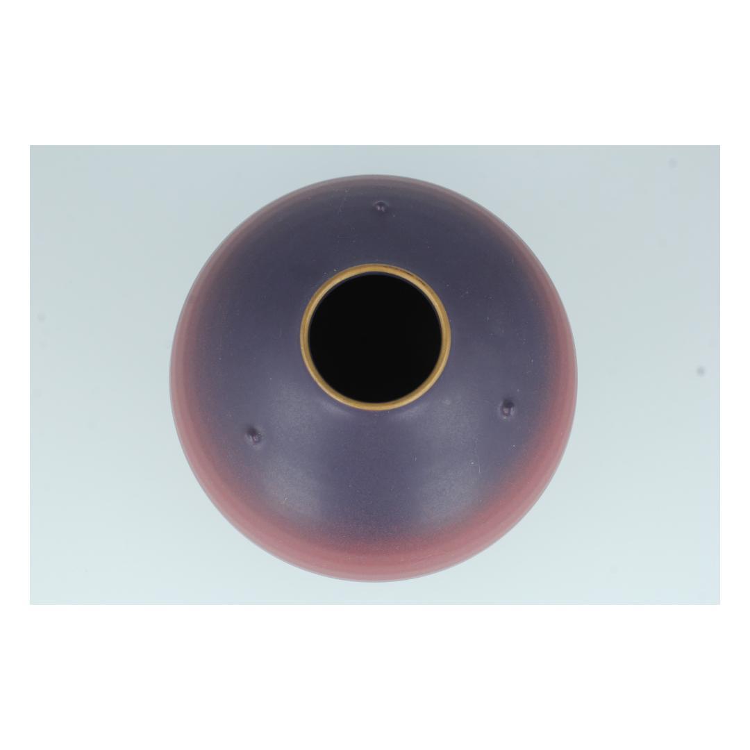 グラデーション陶器 花瓶 紫×赤 丸型 モダンインテリア オブジェ