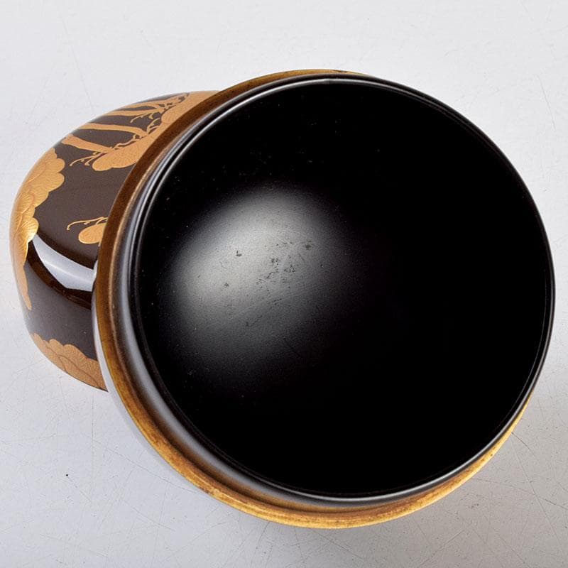 茶道具 蒔絵師 中村湖舟作 松蒔絵 棗 共箱 V 8815