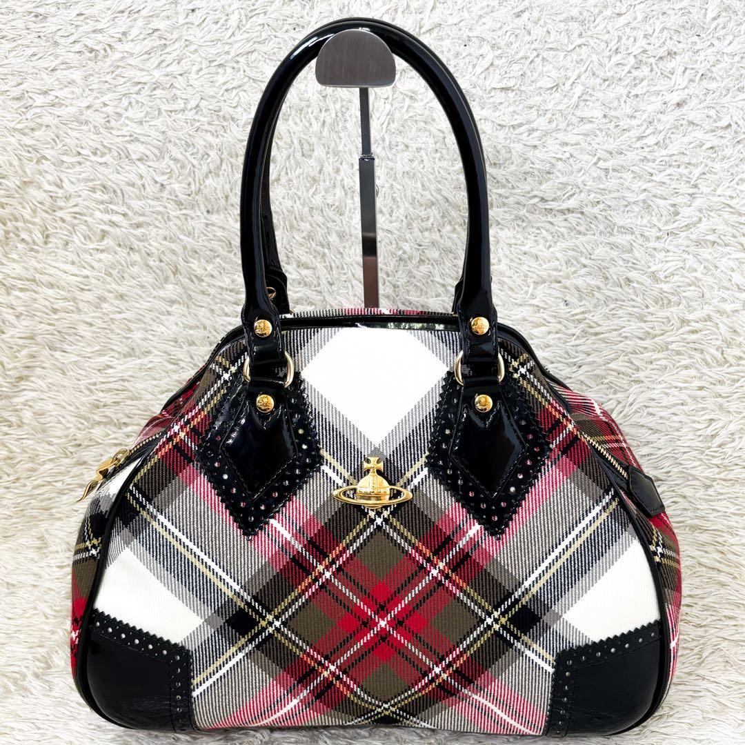 【極美品】ヴィヴィアンウエストウッド ハンドバッグ ヤスミン チェック パテント