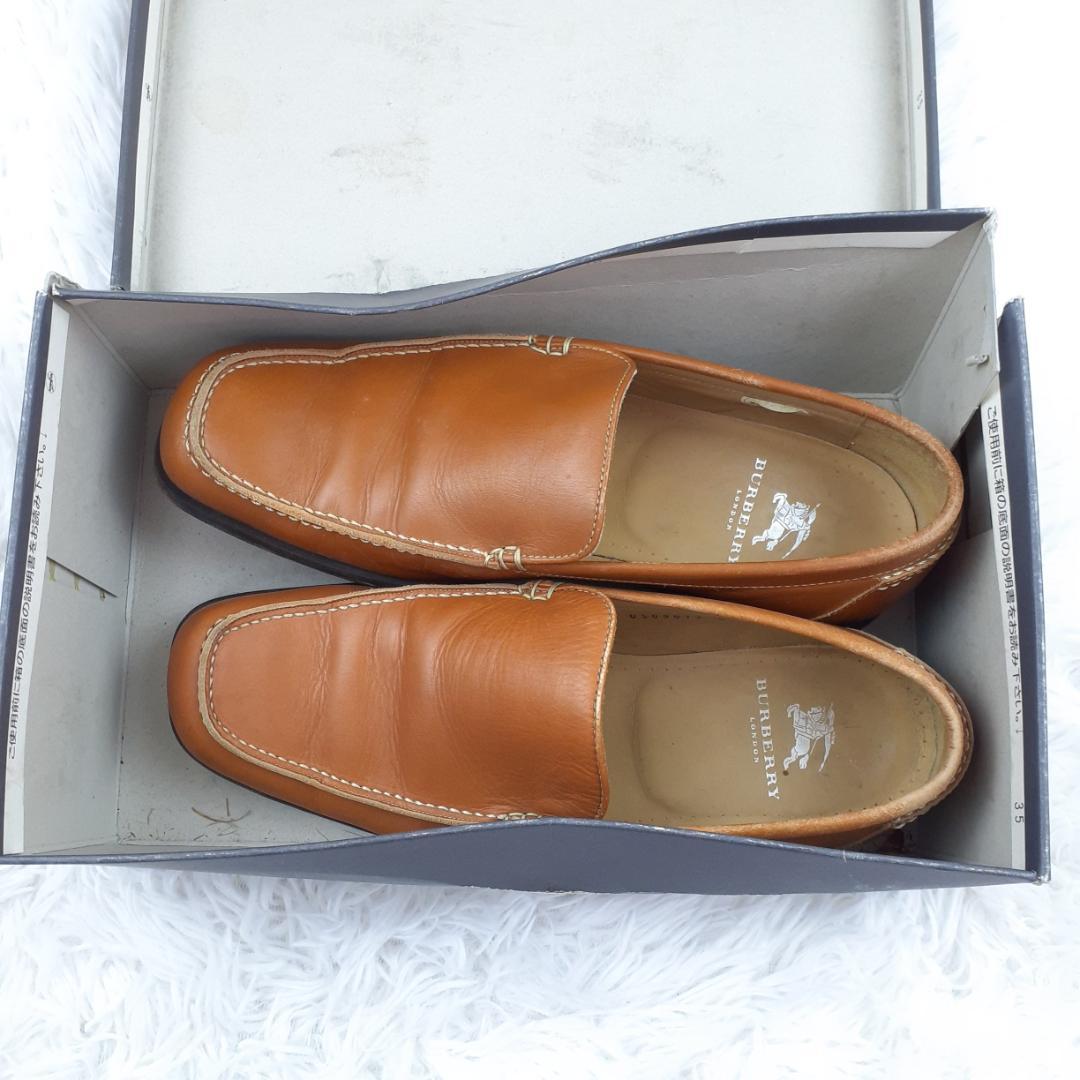 美品 25㎝◎BURBERRY バーバリー 革靴 モカシン スリッポン 箱付き