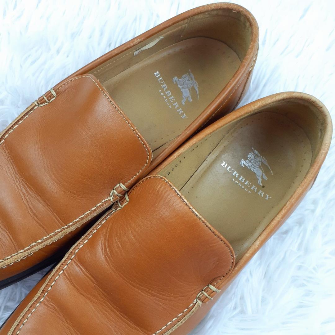 美品 25㎝◎BURBERRY バーバリー 革靴 モカシン スリッポン 箱付き