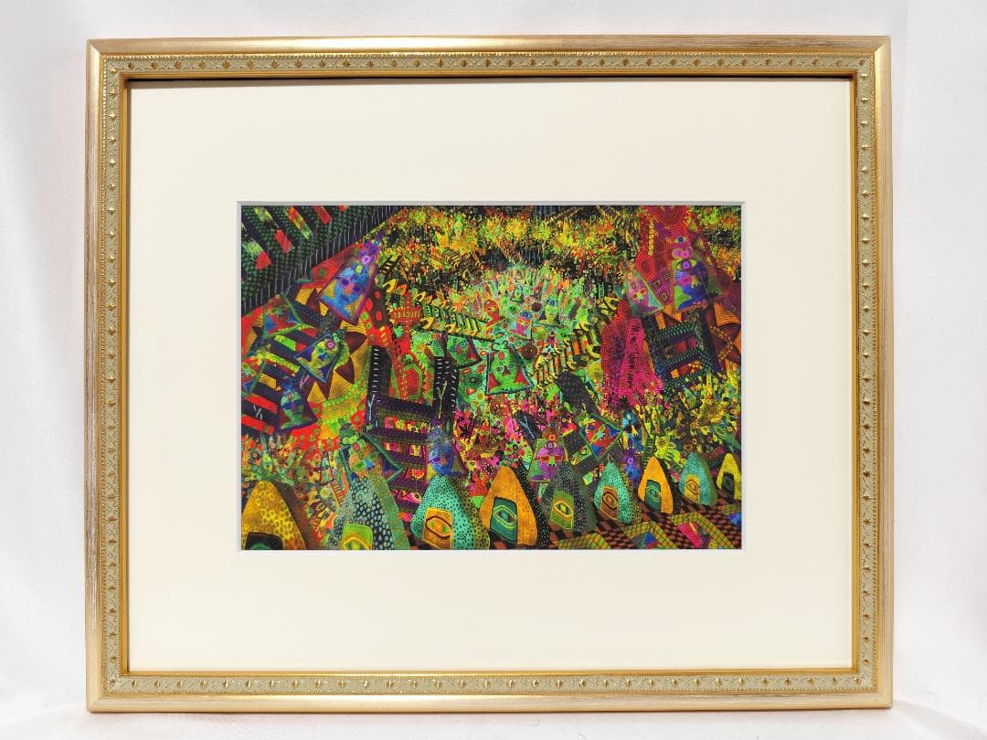 美品 渡辺宏「午後の待合室」ジクレー 直筆サイン入 保証書有 立体額装