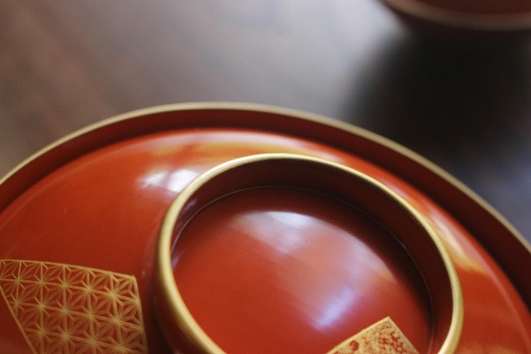 時代逸品！上質朱漆に極上花文沈金の大椀2点（検漆器輪島塗沈金椀雑煮椀