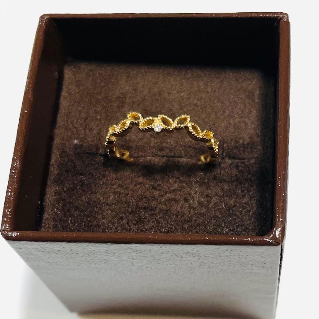 agete アガット　リーフモチーフリング　k10 9号