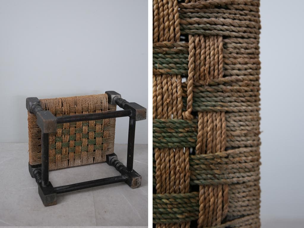 英国アンティーク木製フットスツール/ロープトップ/オットマン(88-164)