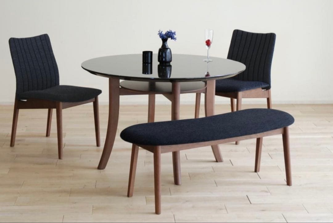 送料無料【美品】丸テーブル 鏡面ブラック UV塗装