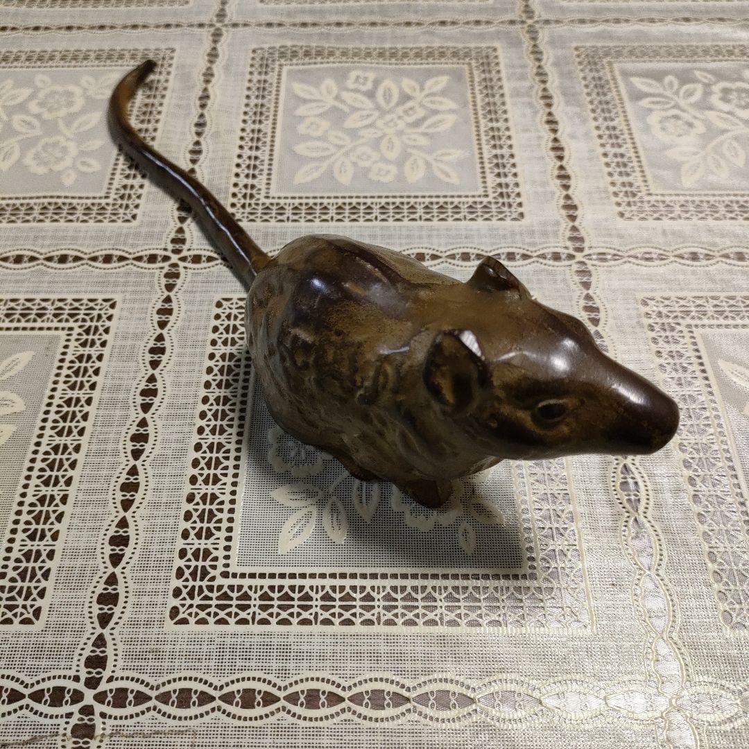 松田喜三郎　ブロンズ置物『鼡』共箱付