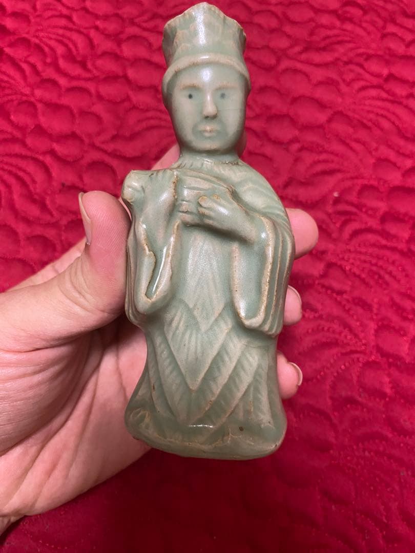 12世紀 高麗青磁 文官形水滴　 (検/文房具李朝徳利酒器新羅唐津古宋備前）