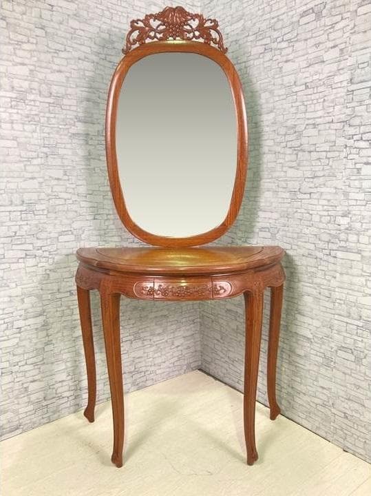 アンティーク調 ドレッサー 鏡台 レトロ ヴィンテージ 化粧台 イギリス 猫脚 猫脚ドレッサー アンティーク調 三面鏡 幅115cm マホガニー 可愛い 姫