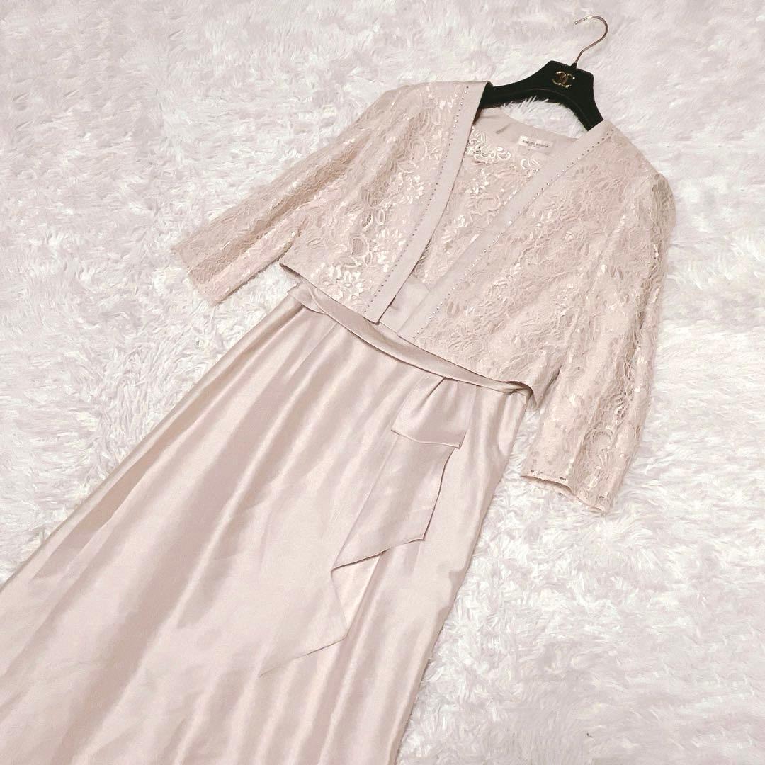 高級 東京ソワール マザーズ ドレス ロング ドレス レース ボレロ ベージュ