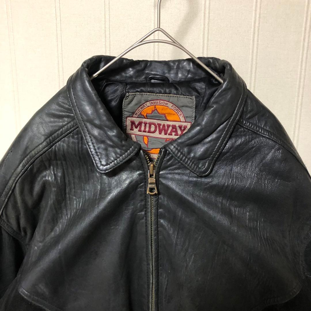 深水光太着用似❗️短丈 MIDWAY A-2 牛革 フライトジャケット 黒S