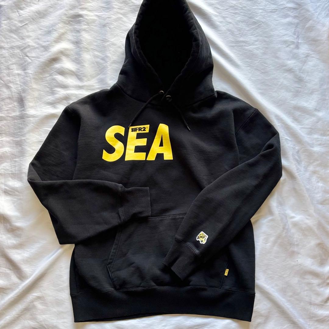 FR2 × WIND AND SEA コラボ　ロゴ　パーカー　XL 黒　フーディ