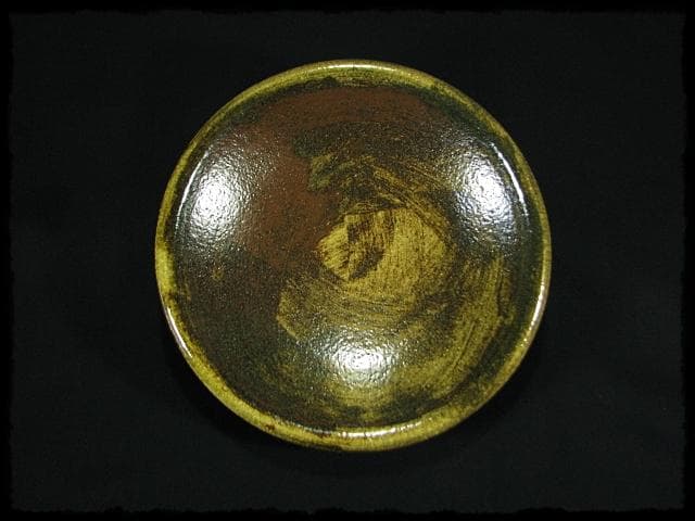 中島 克童 鐵砂皿 懐石 茶道具 益子 民芸 飾皿 1 f87