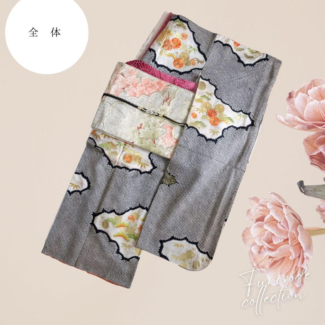 サラ様専用 アンティーク振袖 豪華黒絞り 刺繍 振袖+長襦袢 - メルカリ