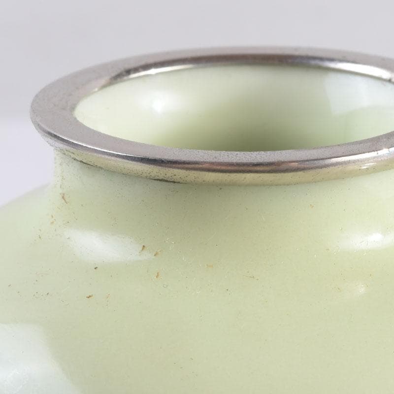 七宝焼 竹文 花瓶 唐木台・時代箱付 V 9462