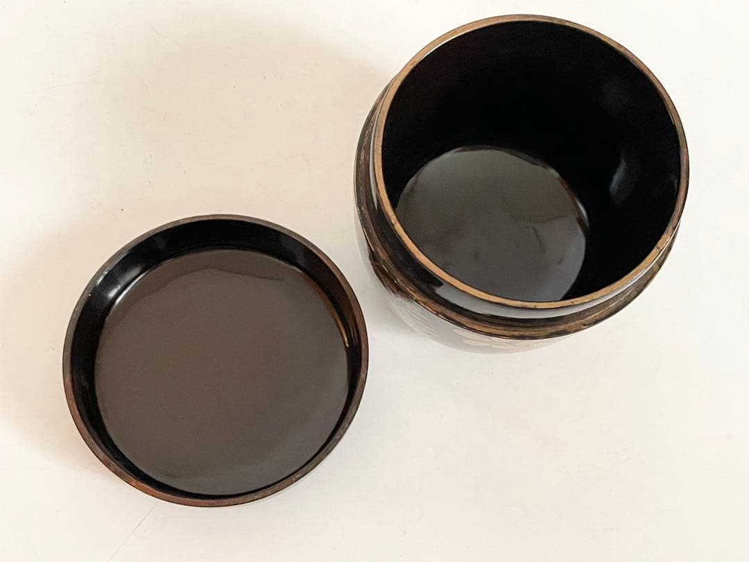 骨董 アンティーク 蒔絵 菊 萩 花文様 棗 箱なし 古蒔絵 時代蒔絵 秋草