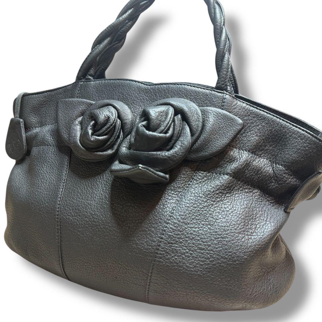 IBIZAイビザ ナイロン×レザー手提げバッグ 薔薇モチーフ ☆AOYAMA