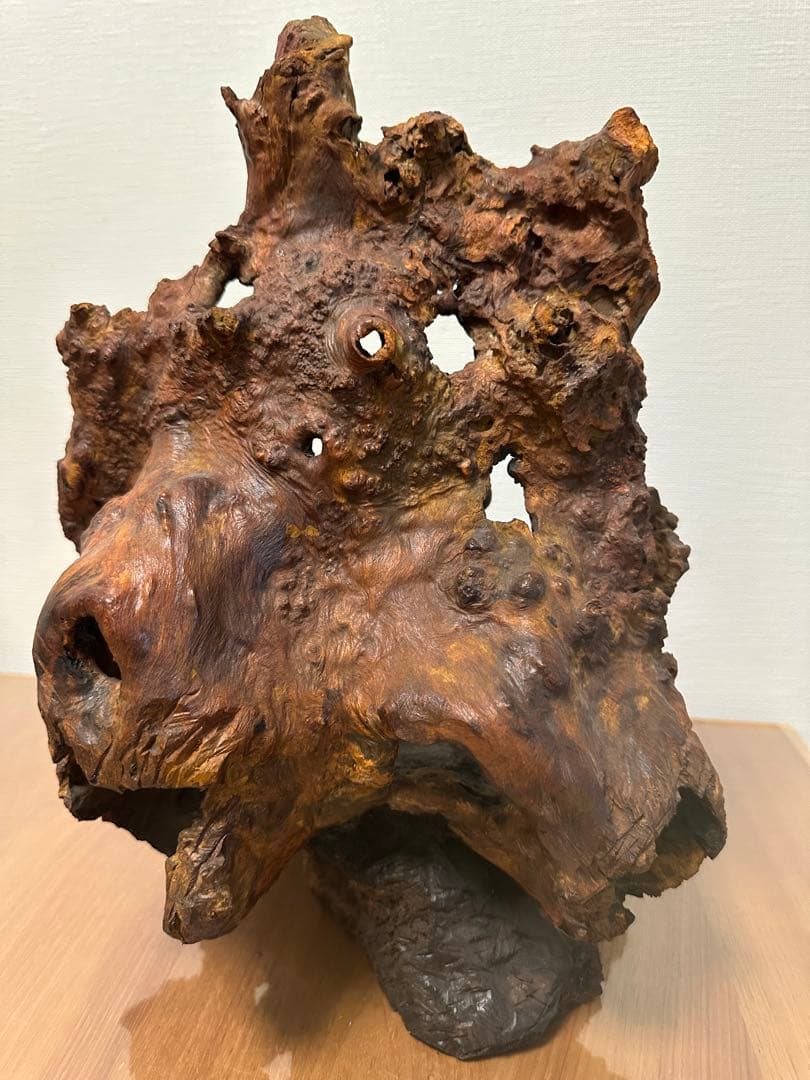 自然木の仏像彫刻 柿の木台座付き 不動明王 - メルカリ