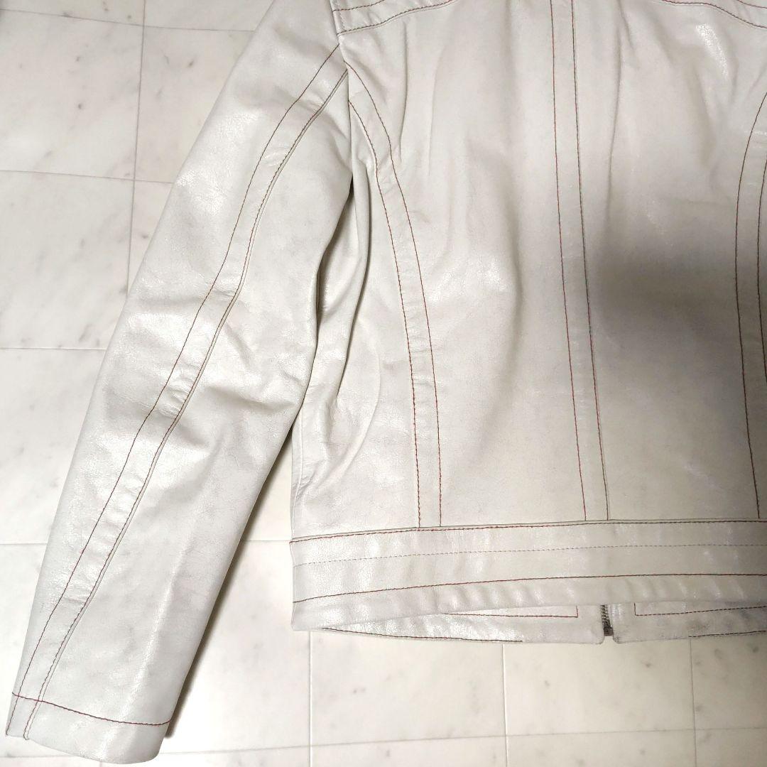 DIESEL 中華新年モデル クラック加工 ホワイト レザー ジャケットの