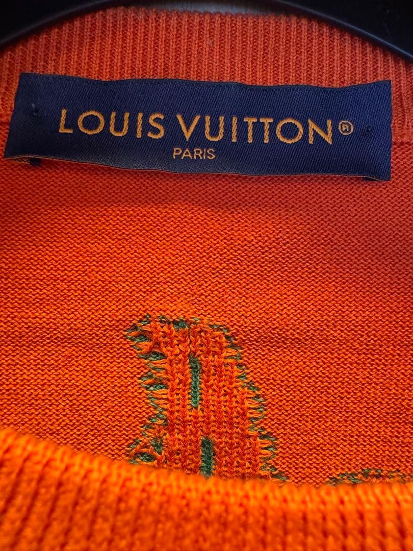 LOUIS VUITTON ヴィトン ロゴ ニットTシャツ オレンジ M 正規品