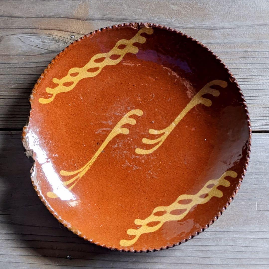 レッドウェア　陶器　抽象文　アメリカ　骨董　古道具