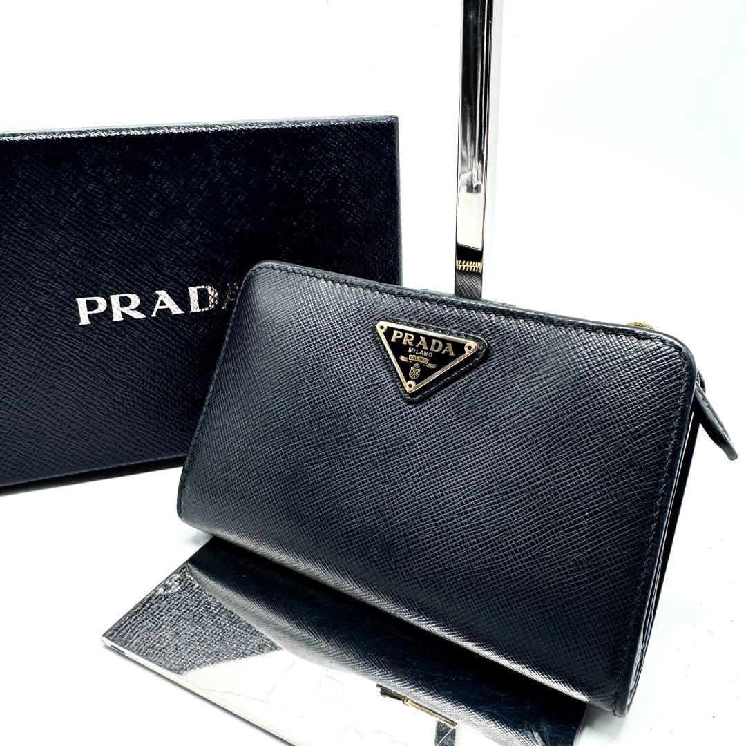 極美品・箱付き✨】プラダ 折り財布 L字ファスナー サフィアーノレザー 黒