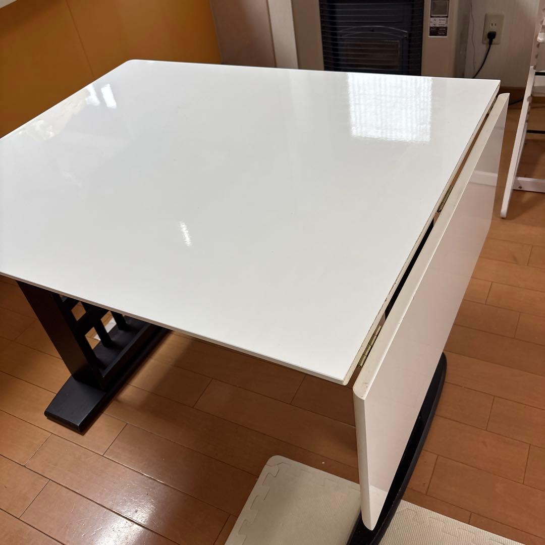 伸縮式2wayダイニングテーブル ホワイト120cm