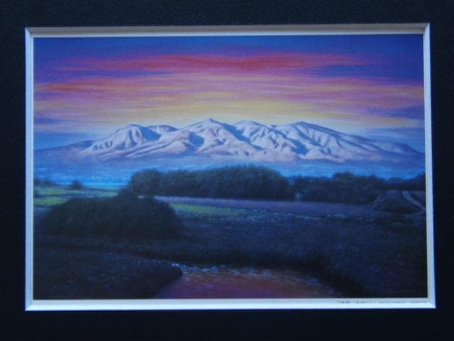 井上司【残照　赤城山】希少画集画、状態良好、新品高級額装付