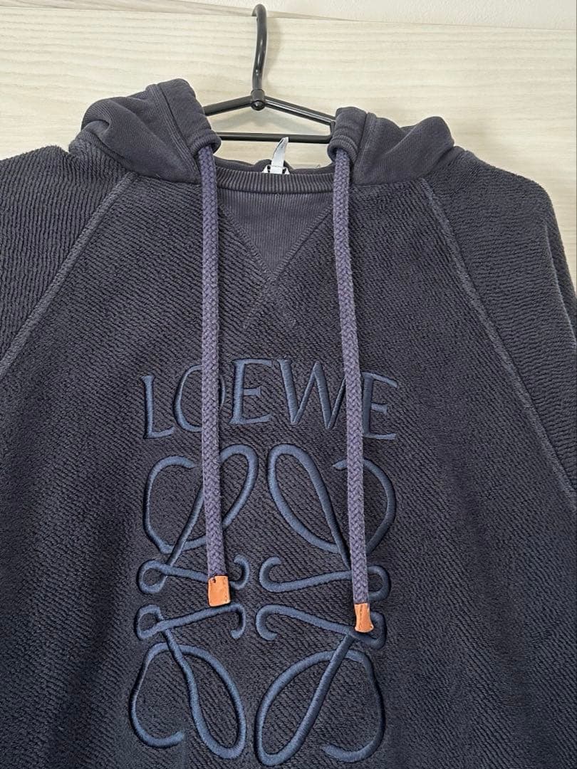 希少✨️ LOEWE アナグラム ビックロゴ刺繍 パーカー L ロエベ ネイビー