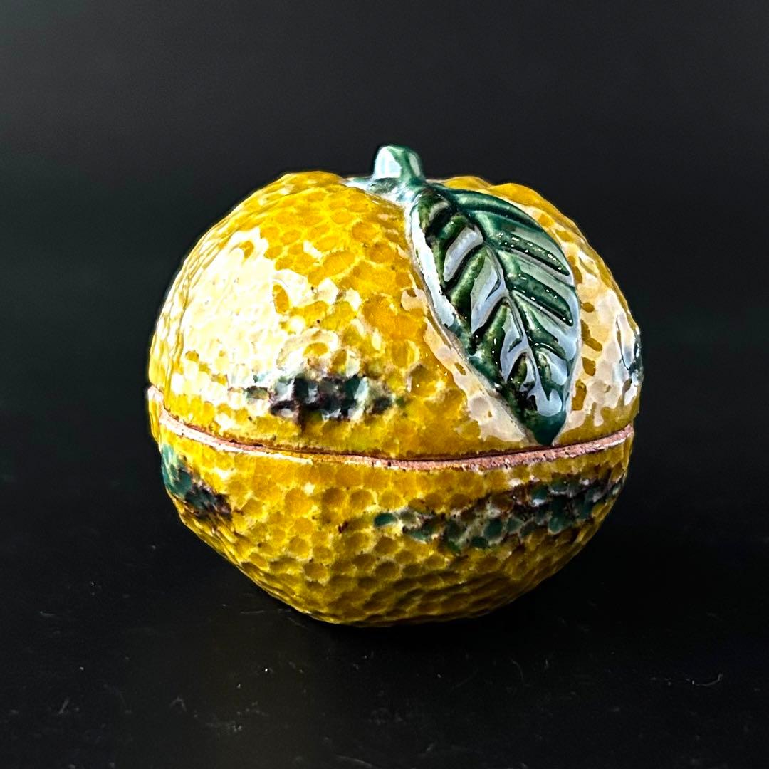 【新品】茶道具　橙　香合　中村良二　共箱　京焼　だいだい　冬　茶会　炉開き