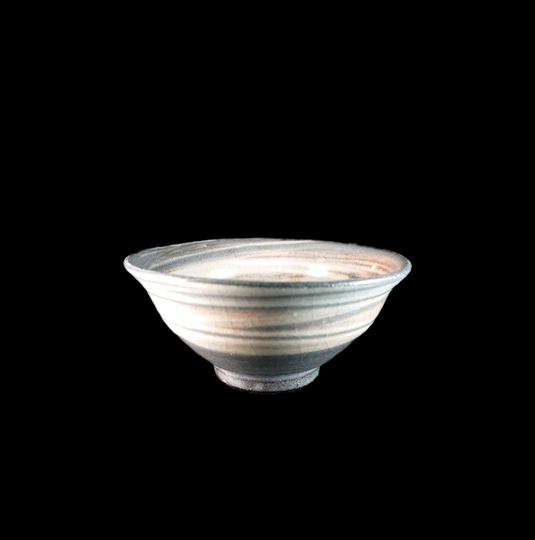 ■唐津焼 巨匠中里重利 刷毛目盃 紐付き共箱、印あり共布、栞三枚全揃い ぐい呑み