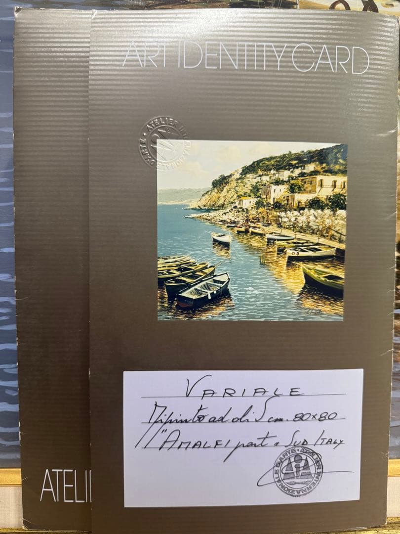 ORIGNIAL Enrico Varriale 夏のアマルフィー港　油彩