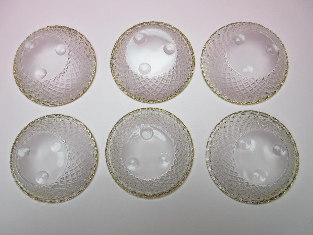 江戸ガラス ギヤマン 金縁 花魚子模様 小鉢 盃 6客 70307 - メルカリ