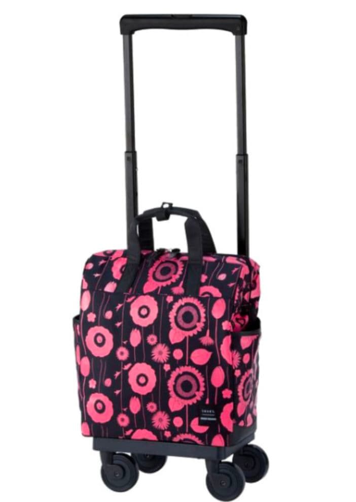 スワニー　中原淳一コラボ　キャリー　ブラック×ピンク <4輪ストッパー付> D-559 中原淳一コラボキャリー (L21) ブラック×ピンク <4輪ストッパー