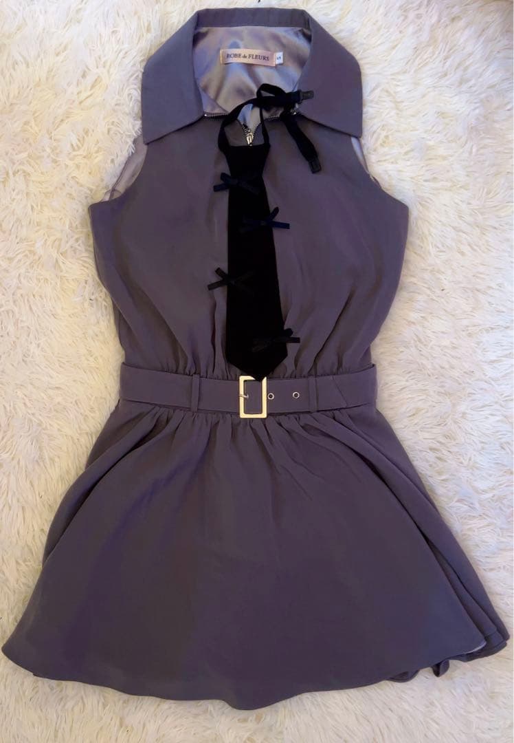 リボンネクタイフレアミニキャバドレス