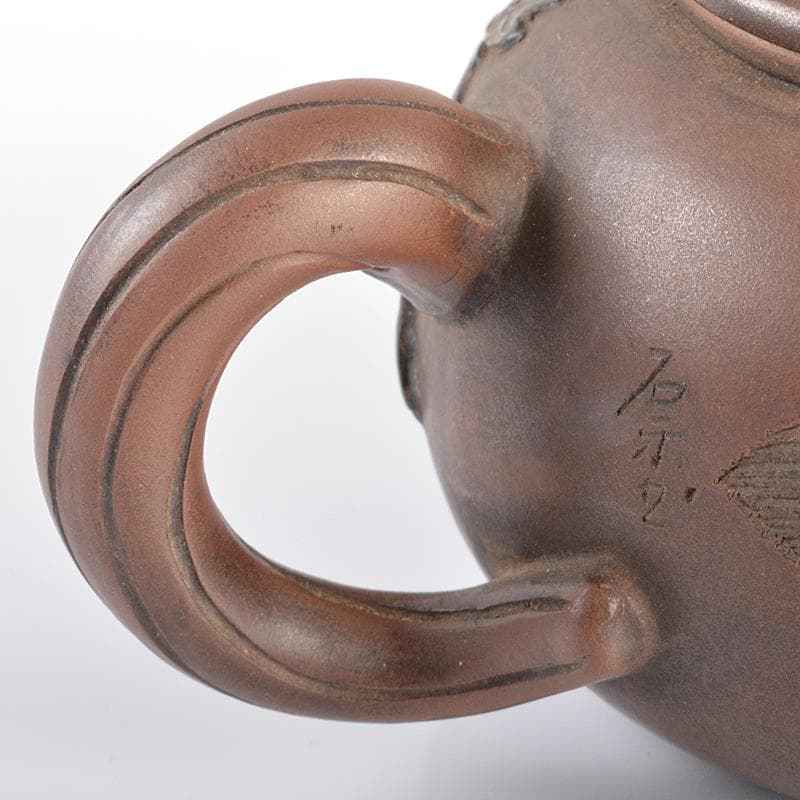 中国 紫砂 朱泥 貼花鳥文 急須 茶壷 在銘 C R6189