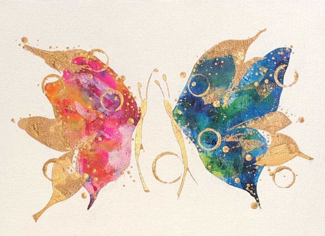 絵画　油絵　原画　蝶　北欧　カラフル　アート　インテリア　F4