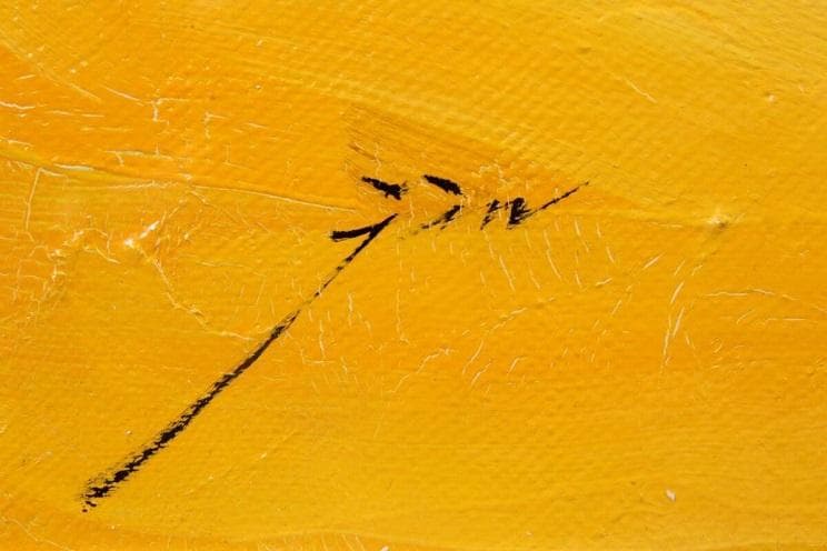 焔仁 「波路」 肉筆油彩10号 三越取扱シール　真作保証