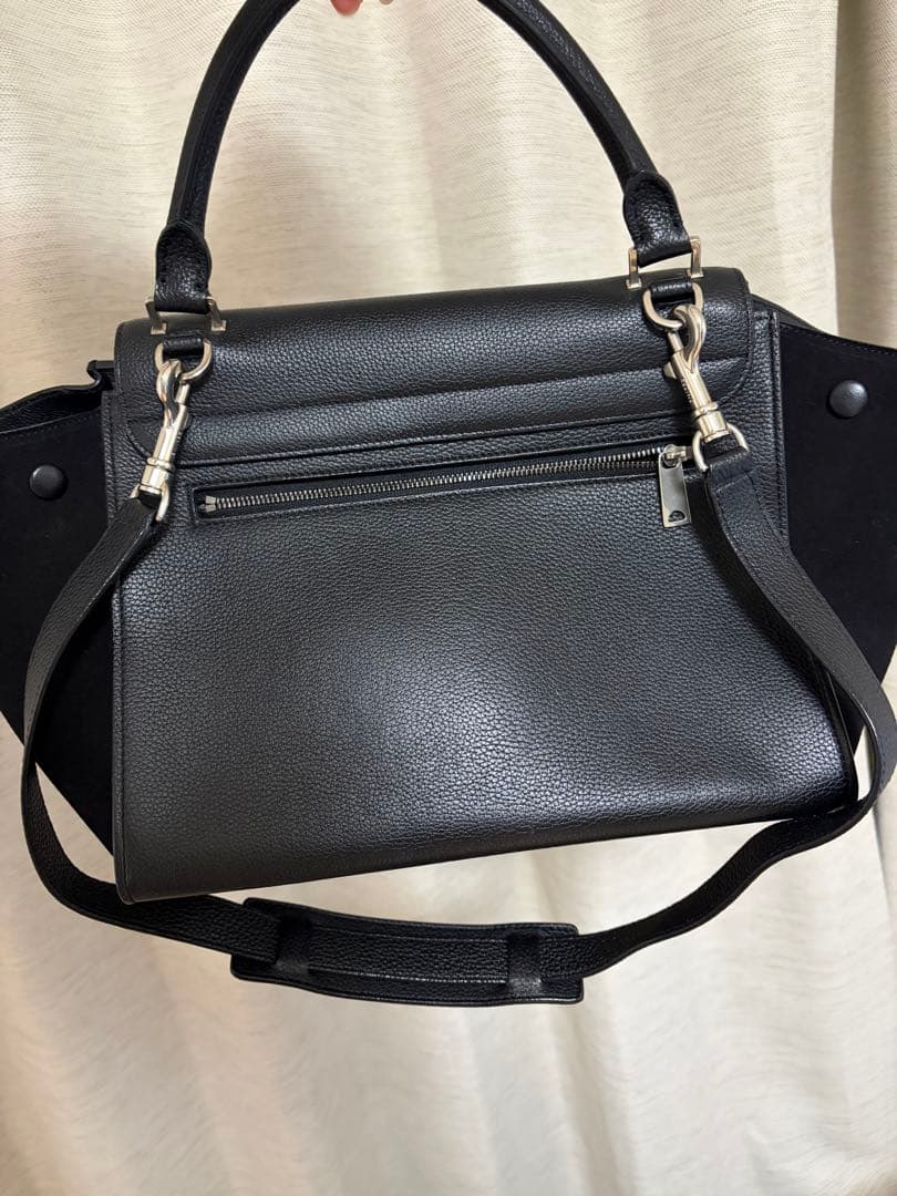 1/28まで出品 CELINE トラペーズ ブラックレザー ハンドバッグ