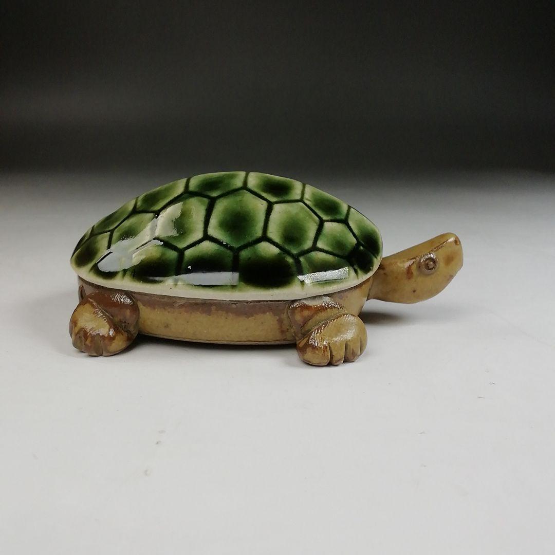 T899 香合 『織部 亀』『松本鉄山 作』 共箱 茶道具 茶道具 織部亀