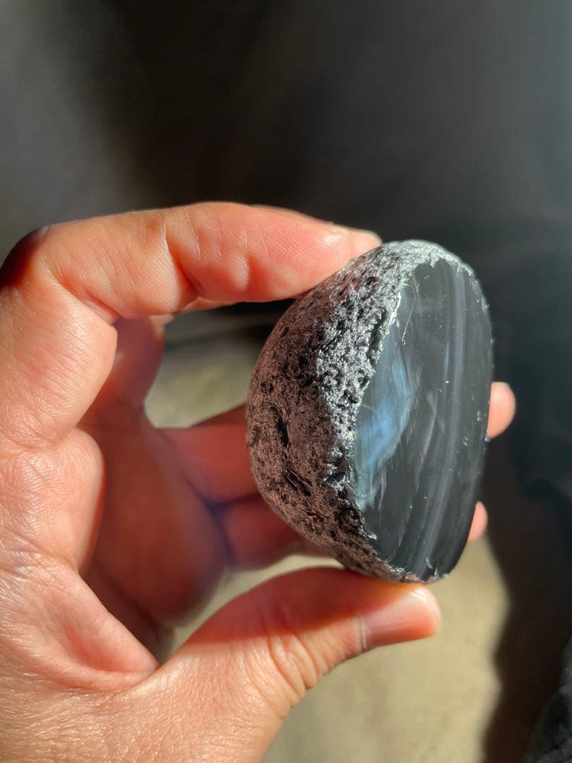研磨品　十勝石玲瓏　ブルーベース　レインボーオブシディアン