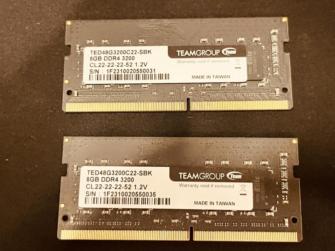 TEAM DDR4 3200 TED48G3200C22-SBK 8GBx2枚 Team TED48G3200C22-S01 [SODIMM DDR4 PC4-25600 8GB] 価格比較 - 価格.com