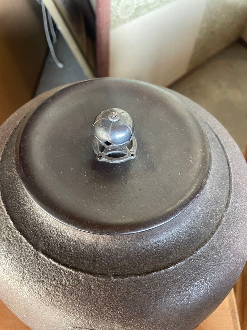 人間国宝敬典造 真形釜 波千鳥地紋 風炉 茶釜 置炉釜 野々田電熱